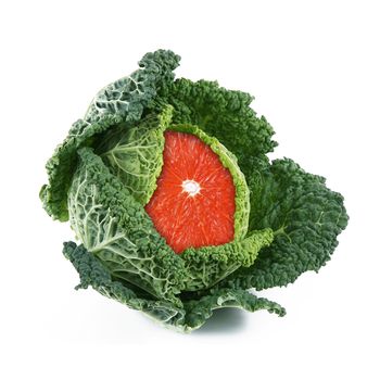 strange ibrid vegetable fruit cabbage-grapefruit