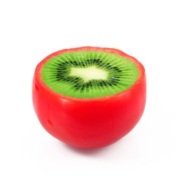 strange ibrid vegetable fruit tomato-kiwi