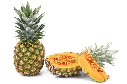 strange ibrid fruit pineapple-melon