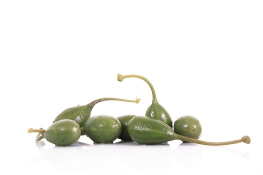 fresh capers on white background