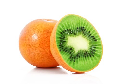 strange ibrid fruit kiwi-grapefruit