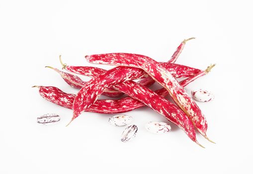fresh red beans on white background