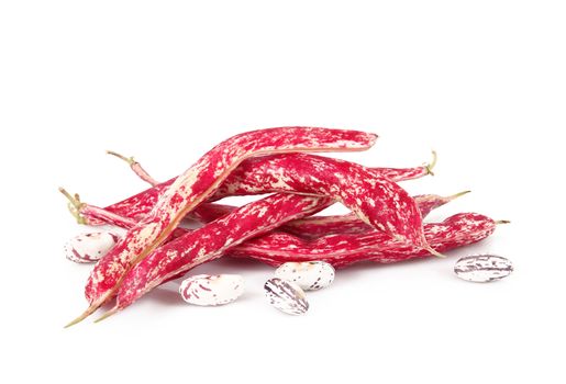 fresh red beans on white background