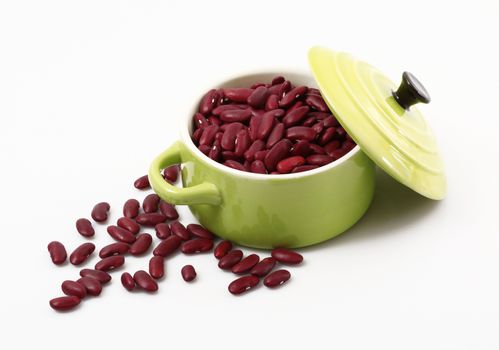 dry red beans on white background