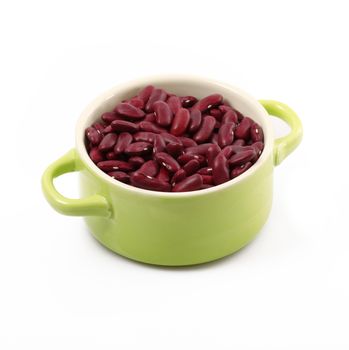 dry red beans on white background