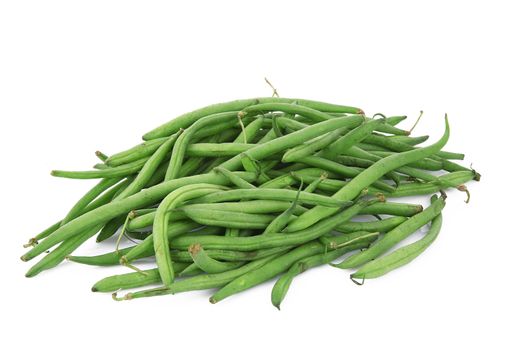fresh green beans on white background