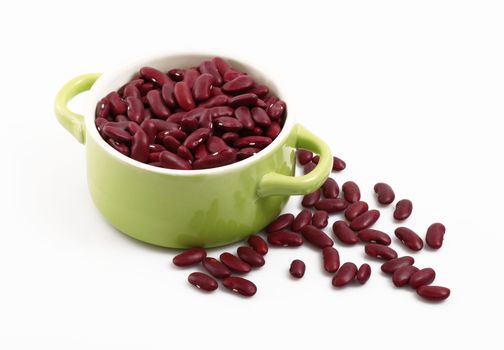 dry red beans on white background
