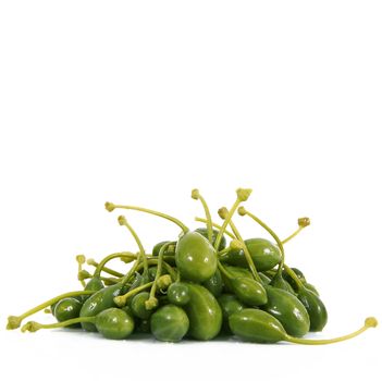 fresh capers on white background