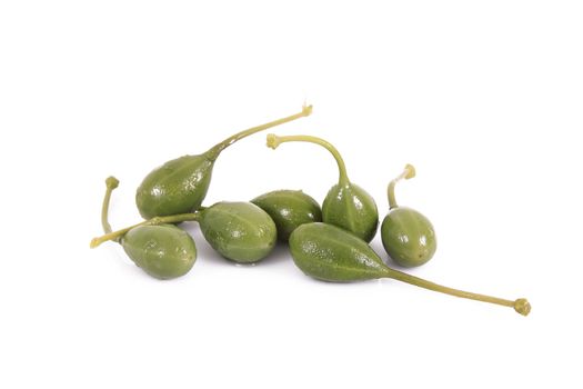 fresh capers on white background