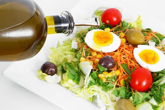fresh salad dish on white background