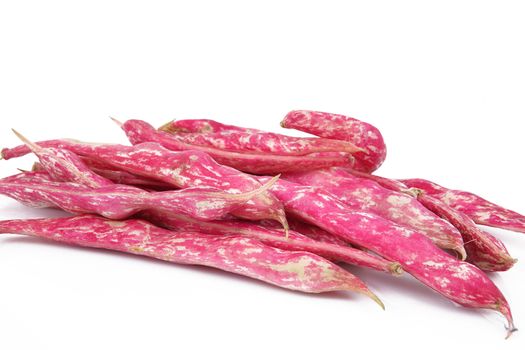 fresh red beans on white background