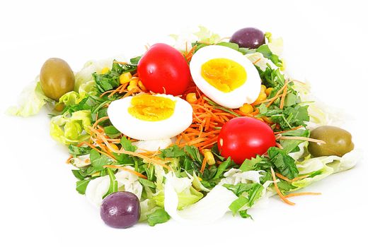 fresh salad dish on white background