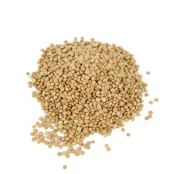 dry lentils on white background