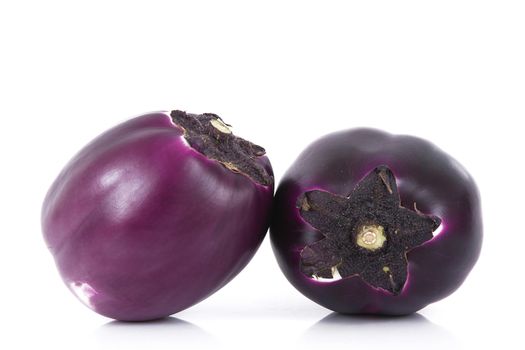 a fresh eggplant on white background