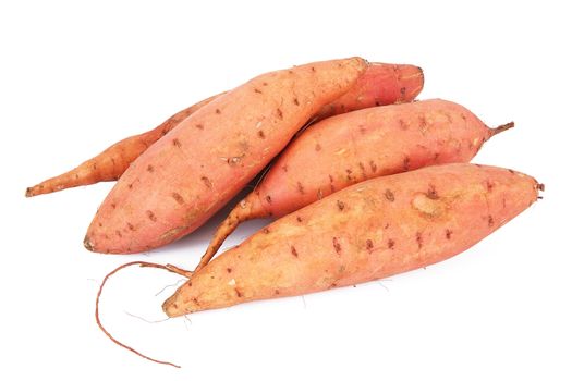 a fresh sweet potatoes on white background
