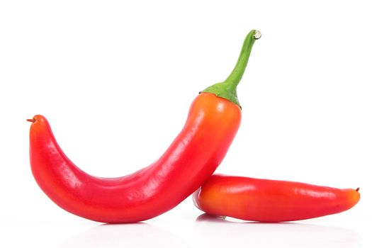 fresh hot peppers on white background