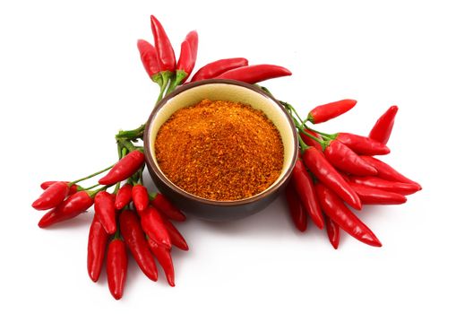 fresh hot peppers on white background