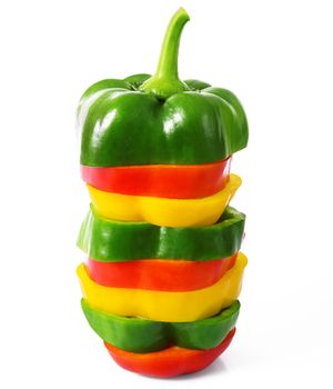 fresh hot cut pepper on white background