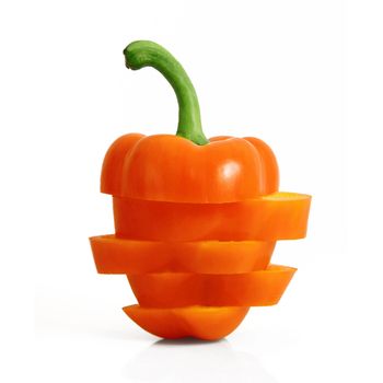 fresh orange hot pepper on white background