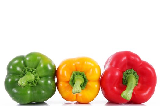 fresh hot peppers on white background