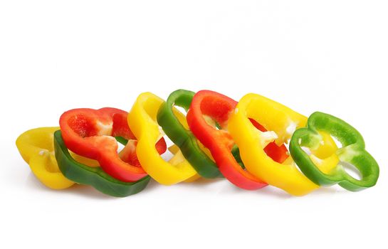 fresh hot cut pepper on white background