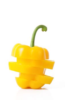 fresh hot cut pepper on white background