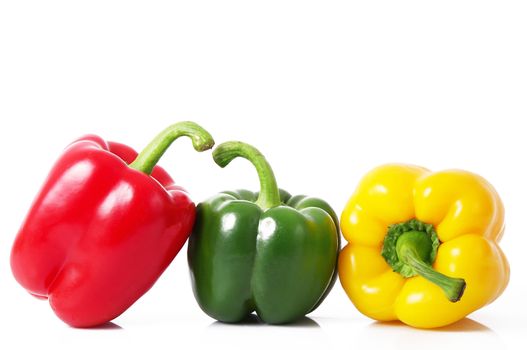 fresh hot peppers on white background