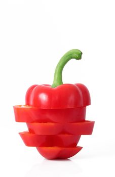 fresh hot cut pepper on white background