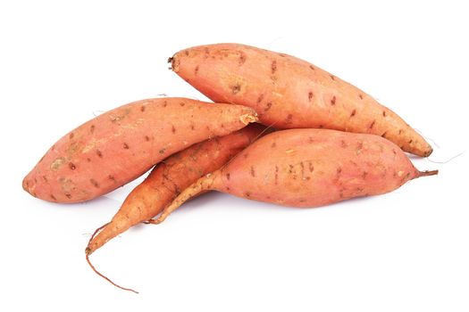 a fresh sweet potatoes on white background