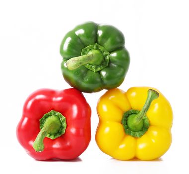 fresh hot peppers on white background