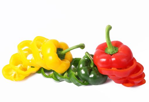 fresh hot peppers on white background