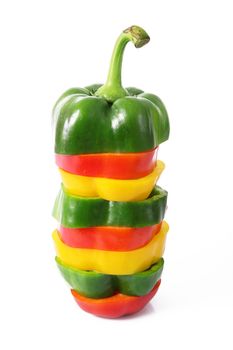 fresh hot cut pepper on white background