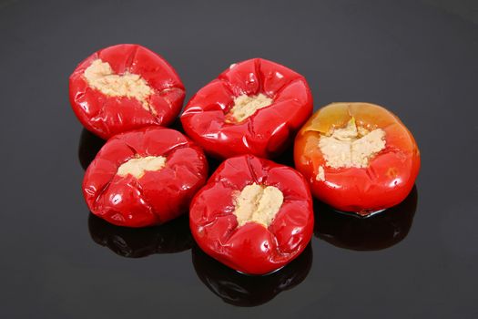Red peppers stuffed with tuna