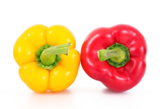 fresh hot peppers on white background