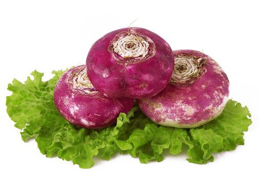 a fresh red turnip on white background