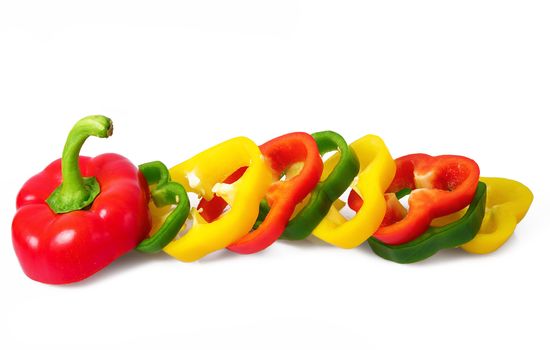 fresh hot cut pepper on white background