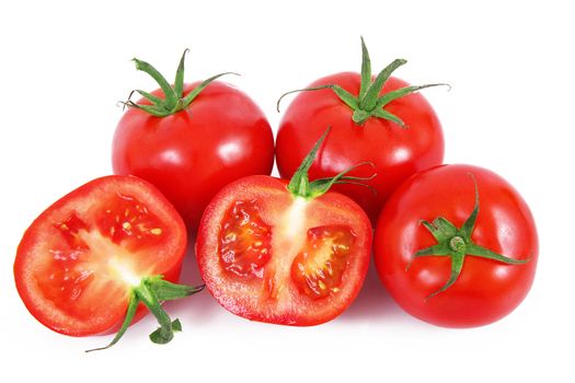 fresh tomatoes on white background