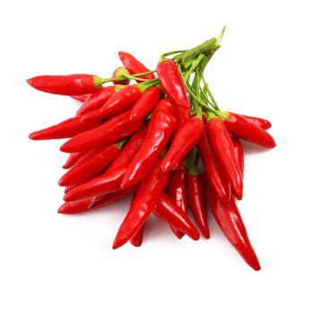 fresh hot peppers on white background