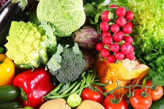 a background of fresh vegetables
