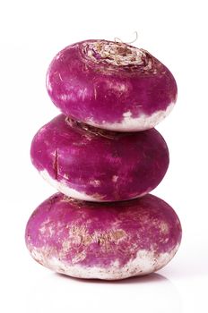 a fresh red turnip on white background
