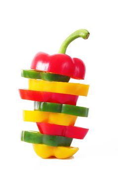 fresh hot cut pepper on white background