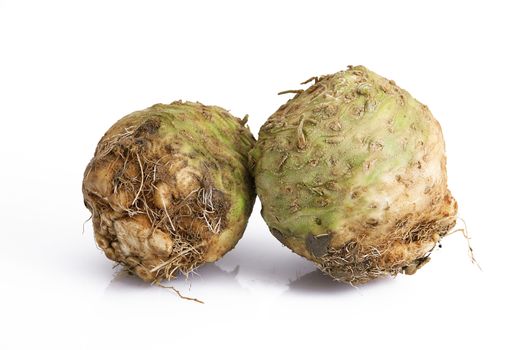 fresh Celery Turnip on white background