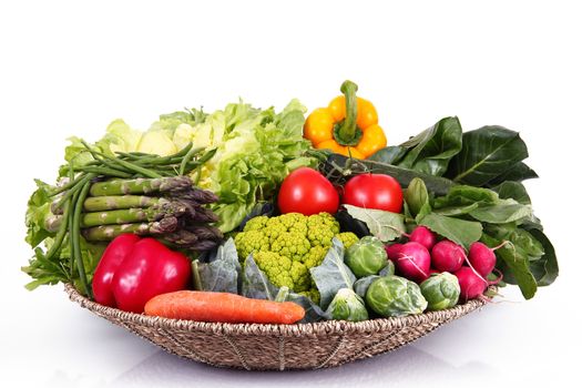 a fresh group of vegetables on white background