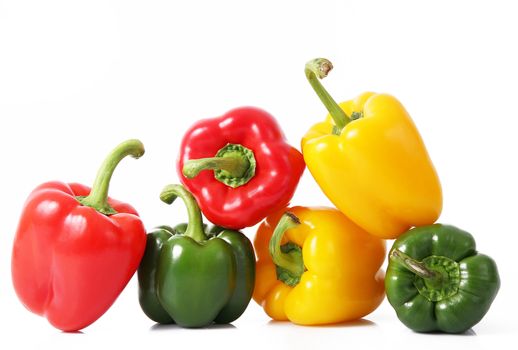 fresh hot peppers on white background