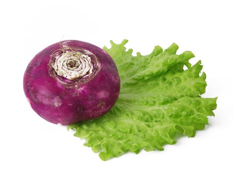 a fresh red turnip on white background
