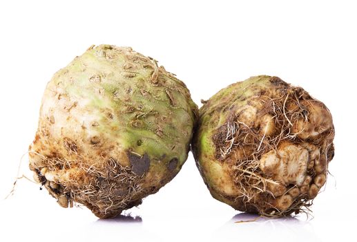 fresh Celery Turnip on white background