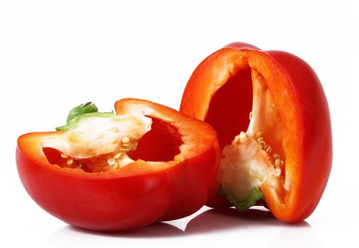 fresh red hot pepper on white background