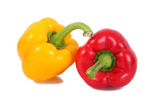fresh hot peppers on white background