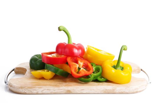 fresh hot cut pepper on white background