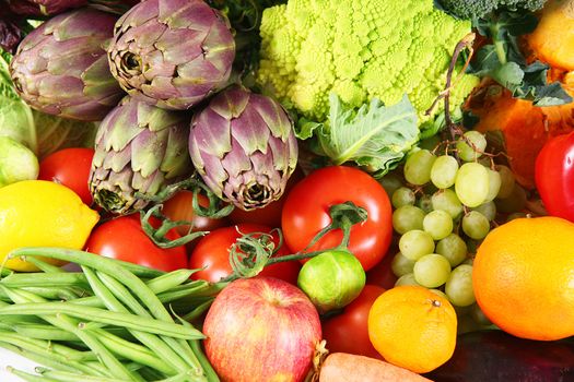 a background of fresh vegetables
